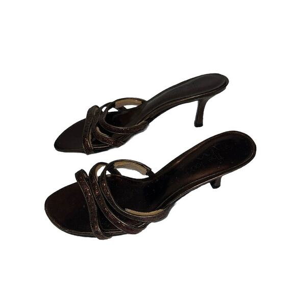 The Touch Of Nina Bronze Peep Toe Pump With Glitter SIZE 8M Vibrant - Picture 2 of 5